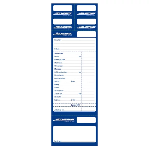 Set 50 etichete pentru service, Holmenkol Repair Card - ski service stubs
