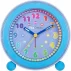 Ceas analog silentios de masa pentru copii, VeraClocks Children, pentru invatare ceas, iluminat, alarma, inaltime 11,5 cm, culoare albastru
