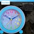Ceas analog silentios de masa pentru copii, VeraClocks Children, pentru invatare ceas, iluminat, alarma, inaltime 11,5 cm, culoare albastru