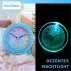 Ceas analog silentios de masa pentru copii, VeraClocks Children, pentru invatare ceas, iluminat, alarma, inaltime 11,5 cm, culoare albastru
