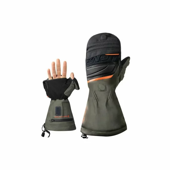 Manusi incalzite pentru vanatoare Lenz Heat Glove 1.0 Finger Cap Hunting si acumulatori Lithium Pack RCB 1800, culoare maro