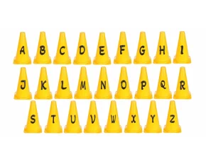Set 26 conuri Alphabet, inaltime 23cm, cu litere