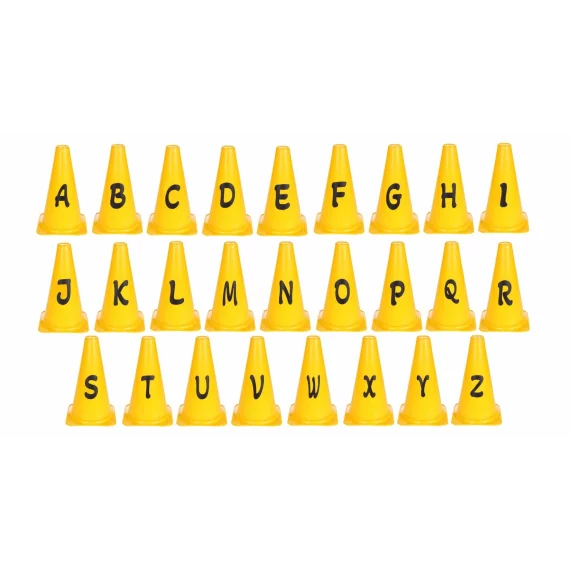 Set 26 conuri Alphabet, inaltime 23cm, cu litere