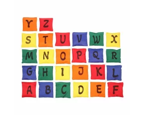 Set 26 saculeti didactici, Merco Bean Alphabet, umplutura cu bile de cauciuc, multicolor