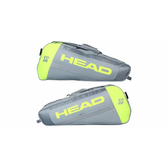 Geanta tenis Core 6R Combi 2021, gri-galben