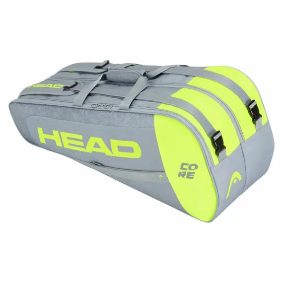 Geanta tenis Core 6R Combi 2021, gri-galben