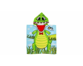 Prosop poncho cu gluga pentru copii, model dinozaur, 60 x 60 cm