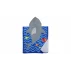 Prosop poncho cu gluga pentru copii, model rechin, albastru-gri, 60 x 60 cm
