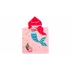Prosop poncho cu gluga pentru copii, model sirena, rosu-roz 60 x 60 cm