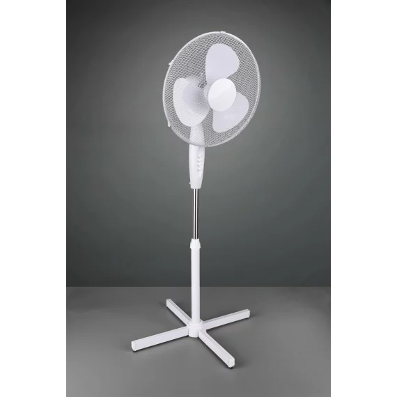 Ventilator cu picior, 3 moduri de viteza, oscilabil, inaltime reglabila 130cm max, diametru 44cm, BERGEN – R024-01, Alb