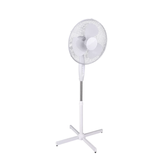 Ventilator cu picior, 3 moduri de viteza, oscilabil, inaltime reglabila 130cm max, diametru 44cm, BERGEN – R024-01, Alb