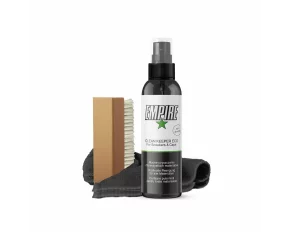 Kit solutie curatare incaltaminte si accesorii Empire Cleaning Set ECO, 150ml, include perie si laveta pentru curatare