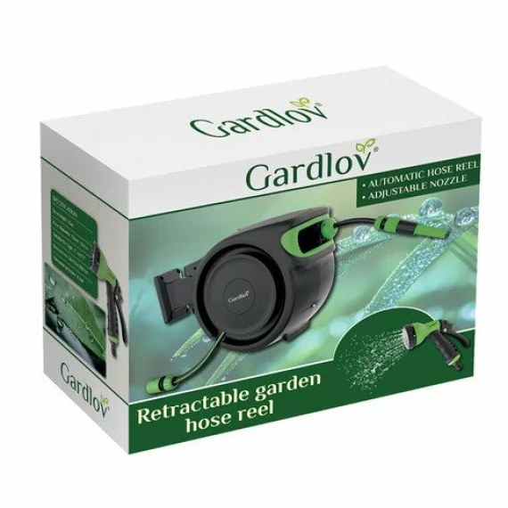 Furtun retractabil automat cu prindere in perete / gard, lungime 25m, Automatic Garden Hose Reel