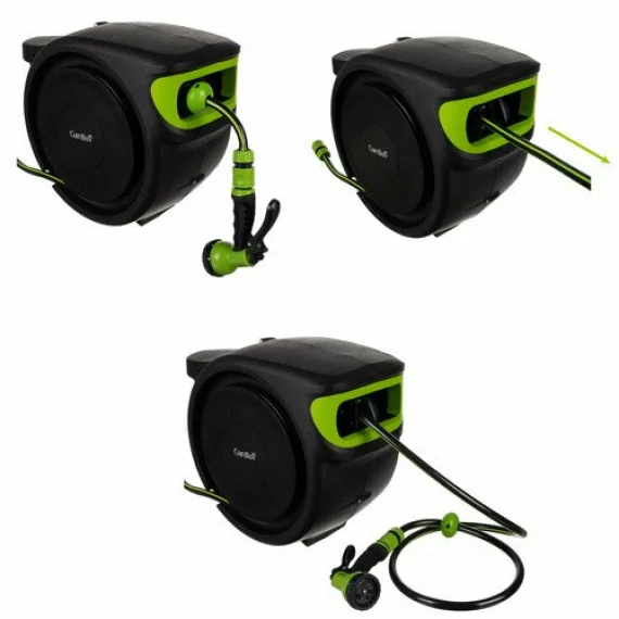 Furtun retractabil automat cu prindere in perete / gard, lungime 25m, Automatic Garden Hose Reel