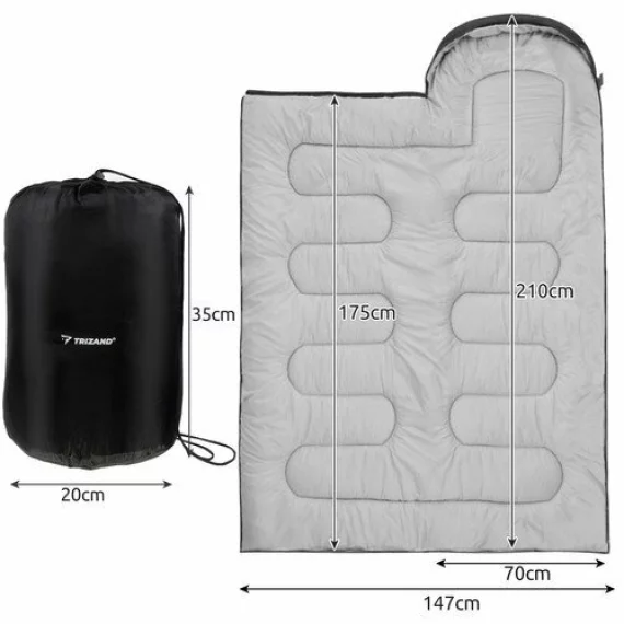 Sac de dormit tip mumie 2in1 Trizand, lungime 210 cm