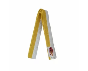Centura din bumbac pentru kimono, Top Budo, lungime 260 cm, culoare alb-galben