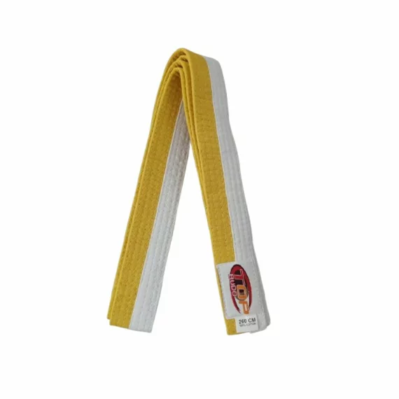 Centura din bumbac pentru kimono, Top Budo, lungime 260 cm, culoare alb-galben