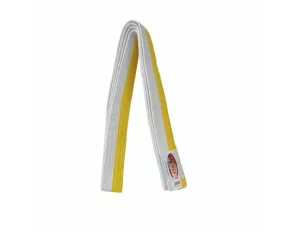 Centura din bumbac pentru kimono, Top Budo, lungime 280 cm, culoare alb-galben