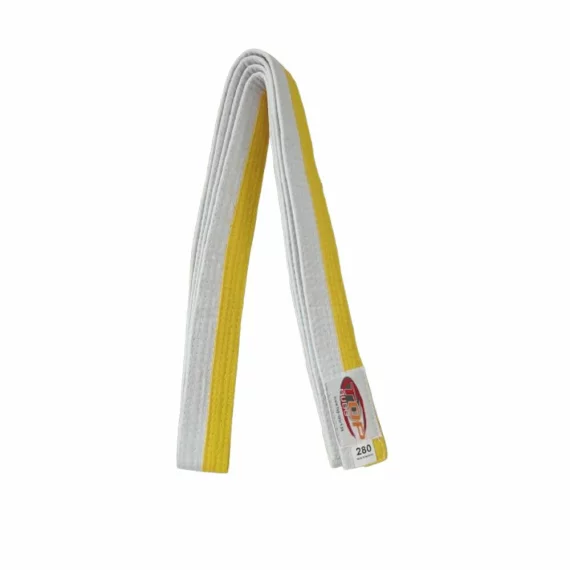 Centura din bumbac pentru kimono, Top Budo, lungime 280 cm, culoare alb-galben
