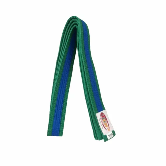 Centura din bumbac pentru kimono, Top Budo, lungime 280 cm, culoare verde-albastru