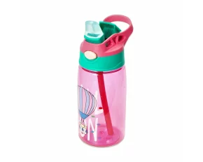 Sticla pentru apa, Copii 3E CHOICE Baby 500ml cu pai, capac Flip-Top si manere – Rezistenta, usor de folosit, fara BPA, culoare roz
