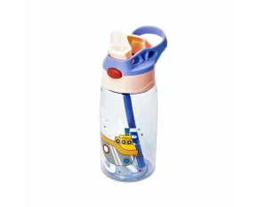 Sticla pentru apa, Copii 3E CHOICE Baby 500ml cu pai, capac Flip-Top si manere – Rezistenta, usor de folosit, fara BPA, culoare albastru