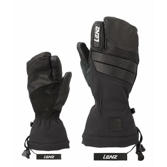 Manusi schi din piele, pentru barbati, Lenz Think About Ski Glove Lobster, negru