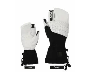 Manusi schi din piele, pentru barbati, Lenz Think About Ski Glove Lobster, alb