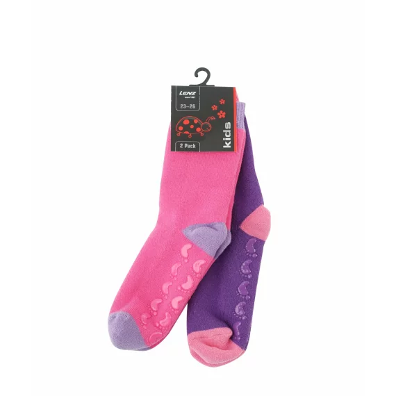 Set 2 perechi sosete pentru copii, antiderapante, Lenz Kids Rubber Prin, roz