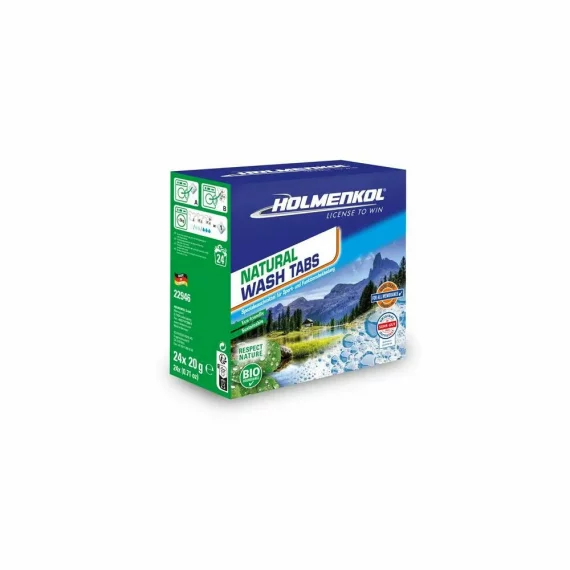 Detergent imbracaminte cu membrana tehnica si sport, Holmenkol Natural Wash Tabs, 24 capsule x 20g