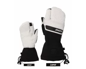 Manusi schi din piele, pentru femei, Lenz Think About Ski Glove Lobster, alb