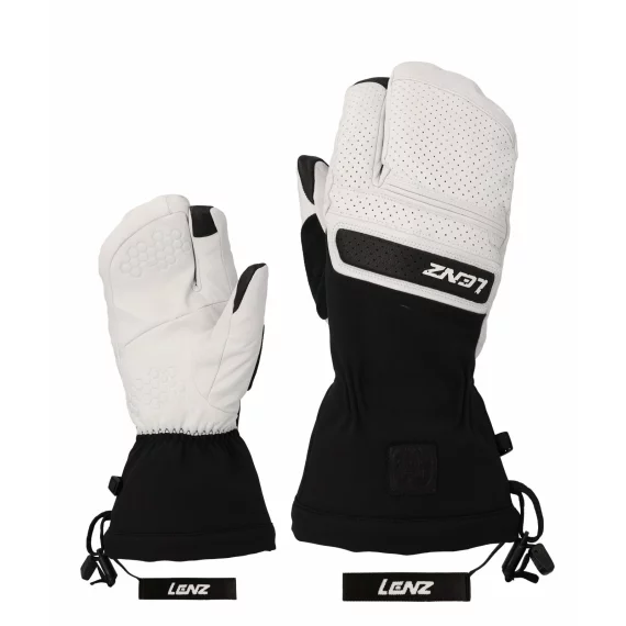 Manusi schi din piele, pentru femei, Lenz Think About Ski Glove Lobster, alb