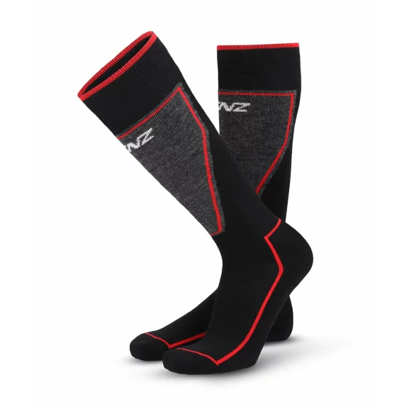 Set 2 perechi de sosete pentru schi, LENZ Performance Ski, culoare negru-rosu