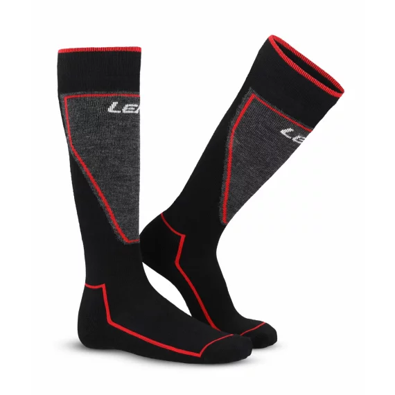 Set 2 perechi de sosete pentru schi, LENZ Performance Ski, culoare negru-rosu