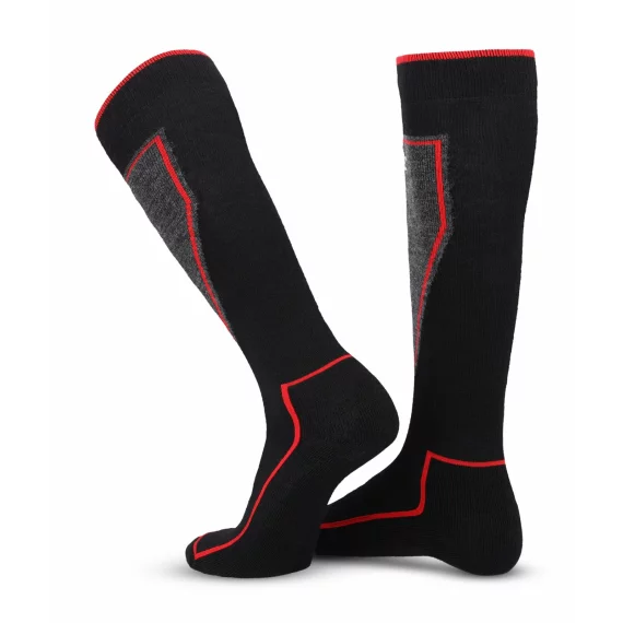 Set 2 perechi de sosete pentru schi, LENZ Performance Ski, culoare negru-rosu