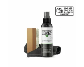 Kit solutie curatare incaltaminte si accesorii Empire Cleaning Set ECO, 150ml, include perie si laveta pentru curatare