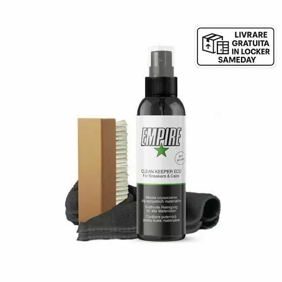 Kit solutie curatare incaltaminte si accesorii Empire Cleaning Set ECO, 150ml, include perie si laveta pentru curatare