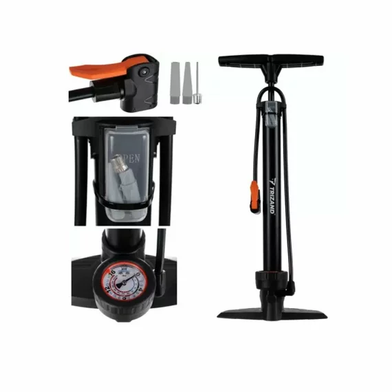 Pompa multifunctionala de podea cu manometru si furtun, Trizand Floor Pump, presiune maxima 16 bar / 230 PSI