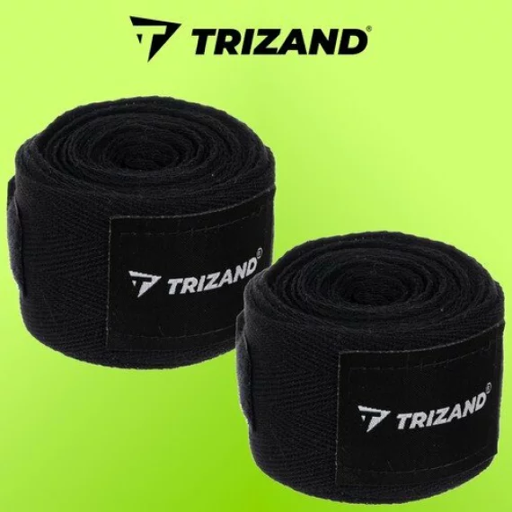 Set 2 fase pentru box, Trizand Boxing Bandages 4m, culoare negru