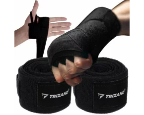 Set 2 fase pentru box, Trizand Boxing Bandages 4m, culoare negru