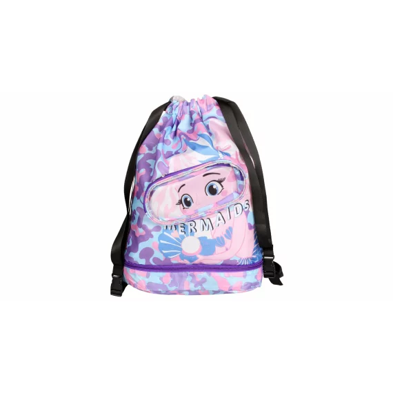 Rucsac impermeabil inot/piscina/plaja pentru copii, model sirena, violet