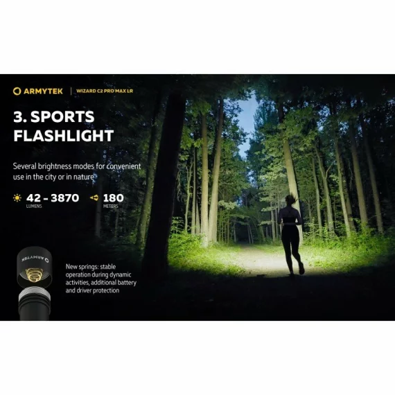 Lanterna multifunctionala Armytek Wizard C2 Pro Max LR, 4150 lumeni - lumina alba