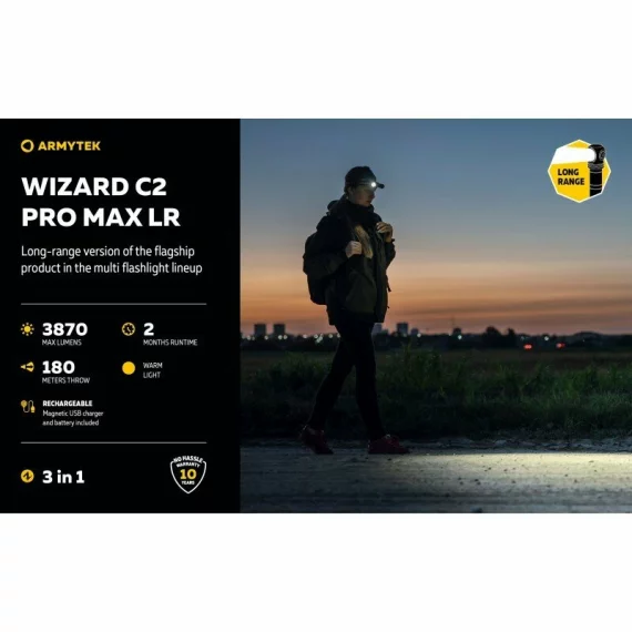 Lanterna multifunctionala Armytek Wizard C2 Pro Max LR, 4150 lumeni - lumina alba