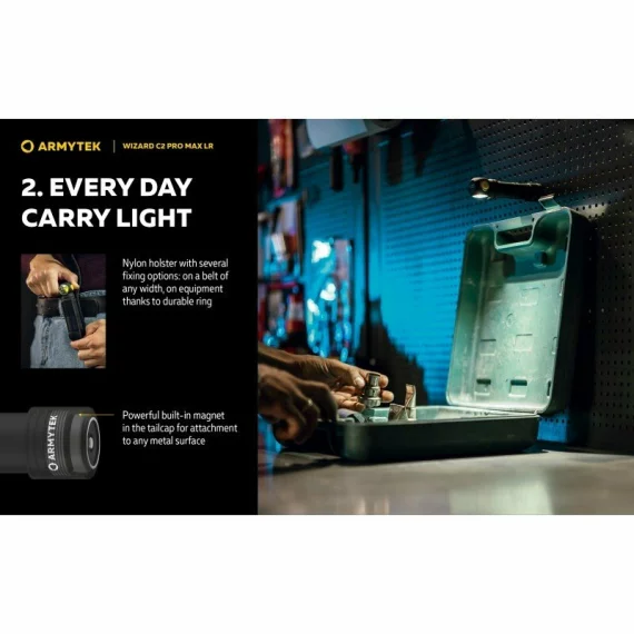 Lanterna multifunctionala Armytek Wizard C2 Pro Max LR, 4150 lumeni - lumina alba