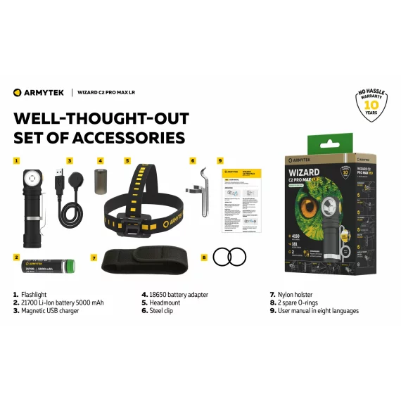 Lanterna multifunctionala Armytek Wizard C2 Pro Max LR, 4150 lumeni - lumina alba