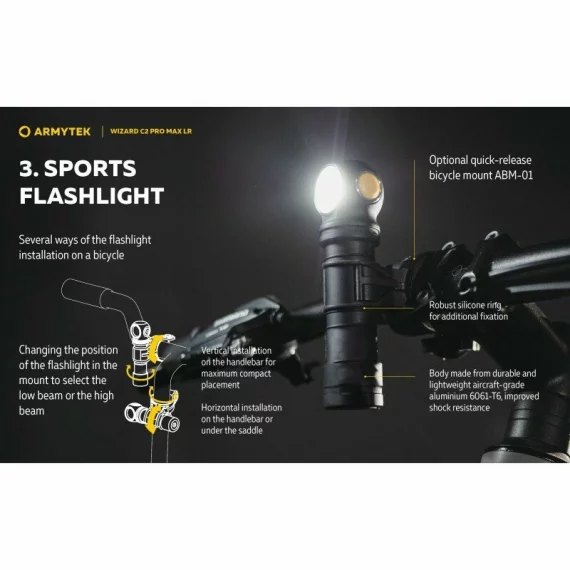 Lanterna multifunctionala Armytek Wizard C2 Pro Max LR, 4150 lumeni - lumina alba