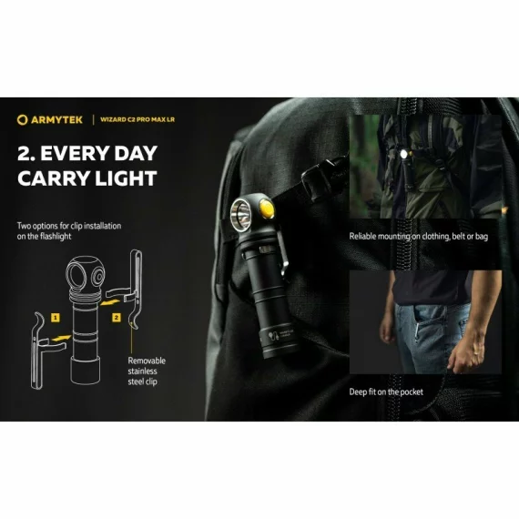 Lanterna multifunctionala Armytek Wizard C2 Pro Max LR, 4150 lumeni - lumina alba