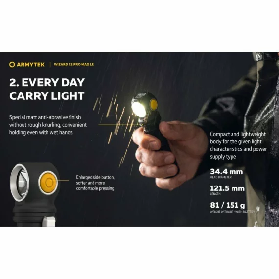 Lanterna multifunctionala Armytek Wizard C2 Pro Max LR, 4150 lumeni - lumina alba