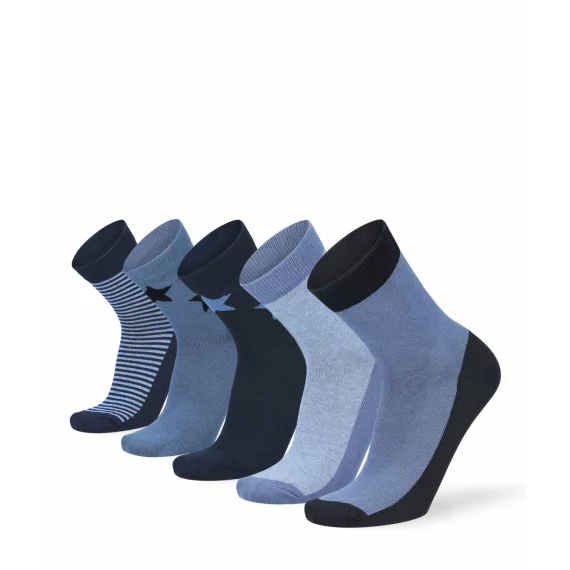 Set 5 perechi sosete pentru copii Lenz Boys 5 pack, mix blue