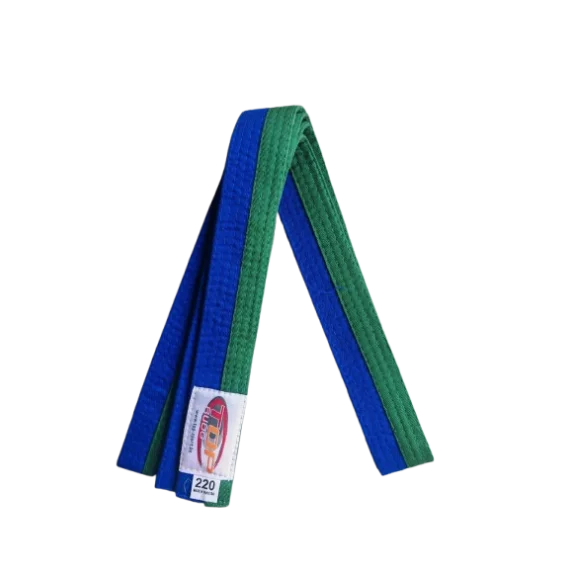 Centura din bumbac pentru kimono, Top Budo, lungime 220 cm, culoare albastru-verde